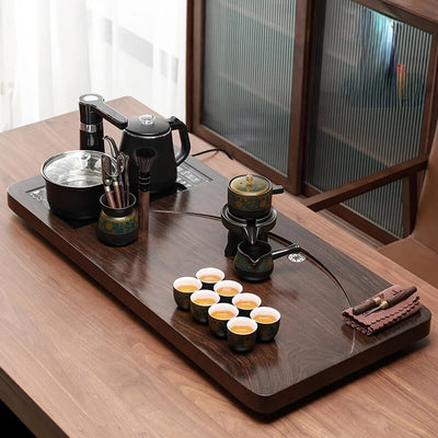 Automatic Integrated Solid Wood Tea Tray