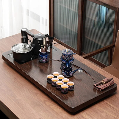 Automatic Integrated Solid Wood Tea Tray