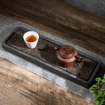 Natural Stone Plate Dragon Pattern Tea Tray