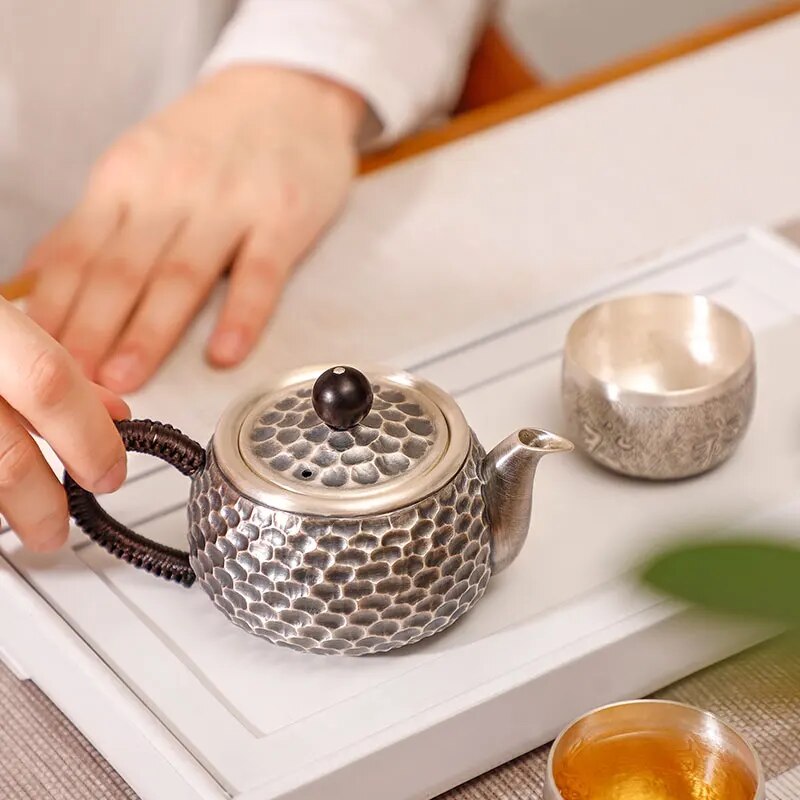 Honeycomb Shape Silver tea Pot